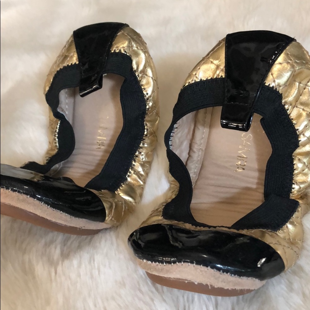 Girls Gold/black Yosi Samra ballet flats - Sz 1